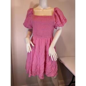 Zesica Pink Puff Sleeve Dress